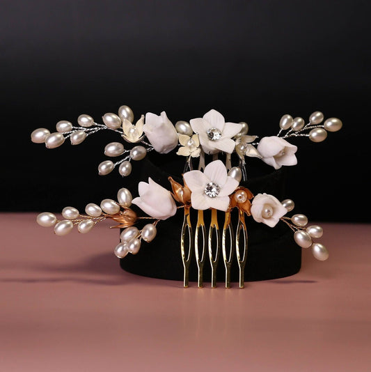 Floral comb small flower comb wedding comb hair accessories bridal hair accessory with flower