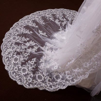 Long veil bridal veil Cathedral veil wedding veil lace wedding veil bridal veil affordable veil chapel wedding veil embroidery veil