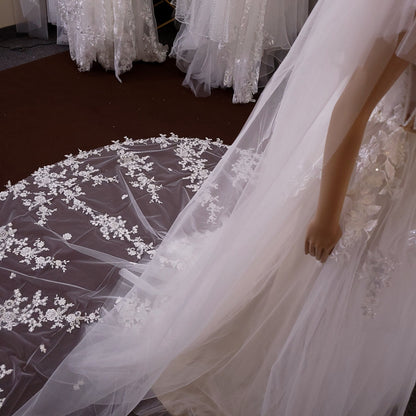 Luxury bridal veil statement veil cathedral veil illusion tulle lace veil elegant wedding veil