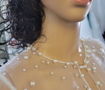 Pearl Elegance Bridal Cape Unique Bolero Shawl with Varied Sizes and Pearl Pin Closure Versatile Bolero Cape bridal wraps