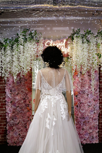 Pearl Elegance Bridal Cape Unique Bolero Shawl with Varied Sizes and Pearl Pin Closure Versatile Bolero Cape bridal wraps