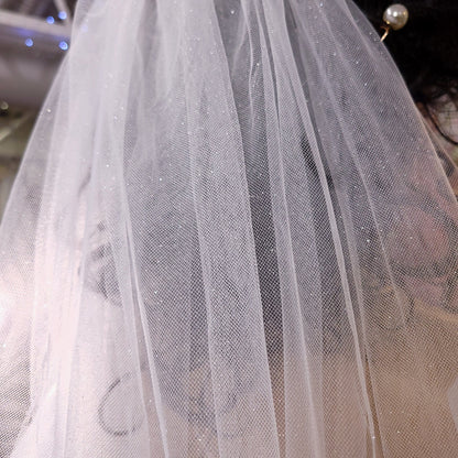 Sparkling veil shiny veil wedding veil Sparkling wedding veil white moonshine veil cathedral shiny veil sparkly lace veil