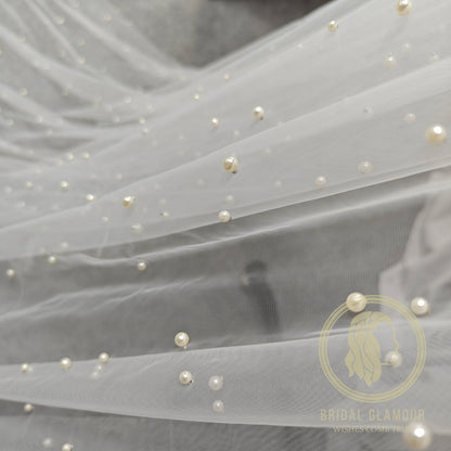 Pearl veil cathedral pearl wedding veil with pearls veil ivory pearl veil