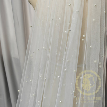 Pearl veil cathedral pearl wedding veil with pearls veil ivory pearl veil
