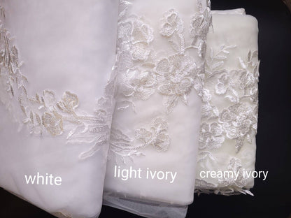 Long veil cathedral wedding veil with lace ivory wedding veil
