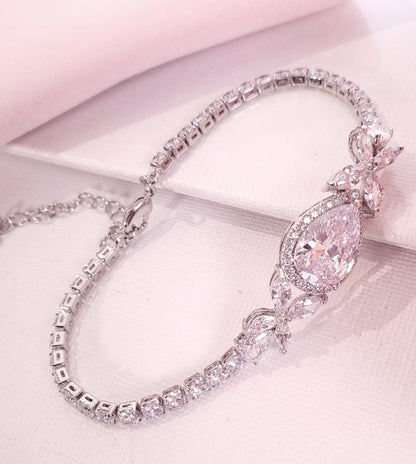 Simple chain bridal necklace chain wedding necklace pendant necklace teardrop chain necklace