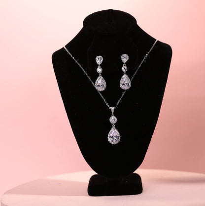 Simple chain bridal necklace chain wedding necklace pendant necklace teardrop chain necklace