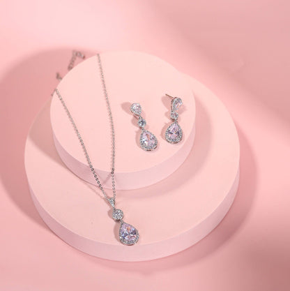 Simple chain bridal necklace chain wedding necklace pendant necklace teardrop chain necklace