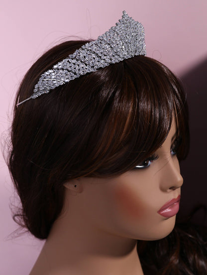 Bridal tiara, wedding tiara, silver shiny tiara, wedding crown, elegant wedding crown