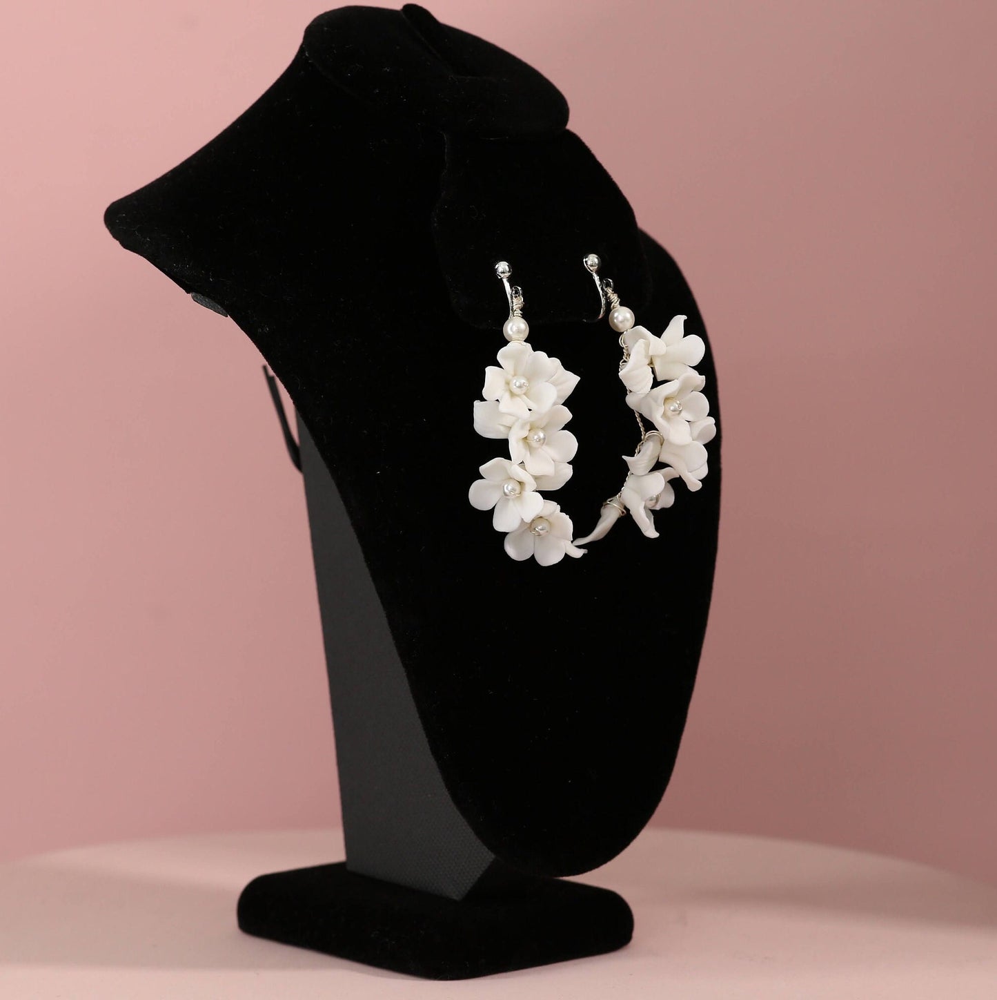 White flower earrings ceramic floral earrings white flower jewelry floral wedding earrings