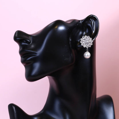 Floral stud earrings Bridal earrings pearl drop wedding earrings bridal jewelry mother of bride groom earrings