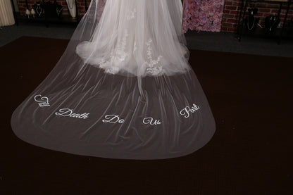 Custom embroidery veil custom writing veil Plain veil simple bridal veil plain wedding veil cathedral bridal veil ivory flowy tulle veil