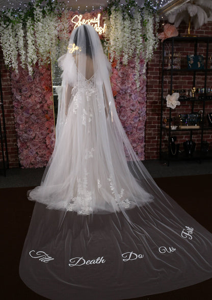 Custom embroidery veil custom writing veil Plain veil simple bridal veil plain wedding veil cathedral bridal veil ivory flowy tulle veil