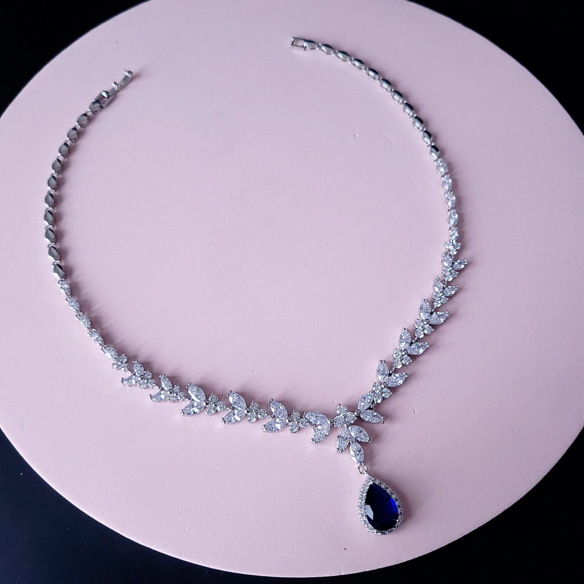 Sapphire blue Wedding necklace set blue bridal jewelry bridal necklace something blue jewelry wedding accessories bridal necklace zirconia