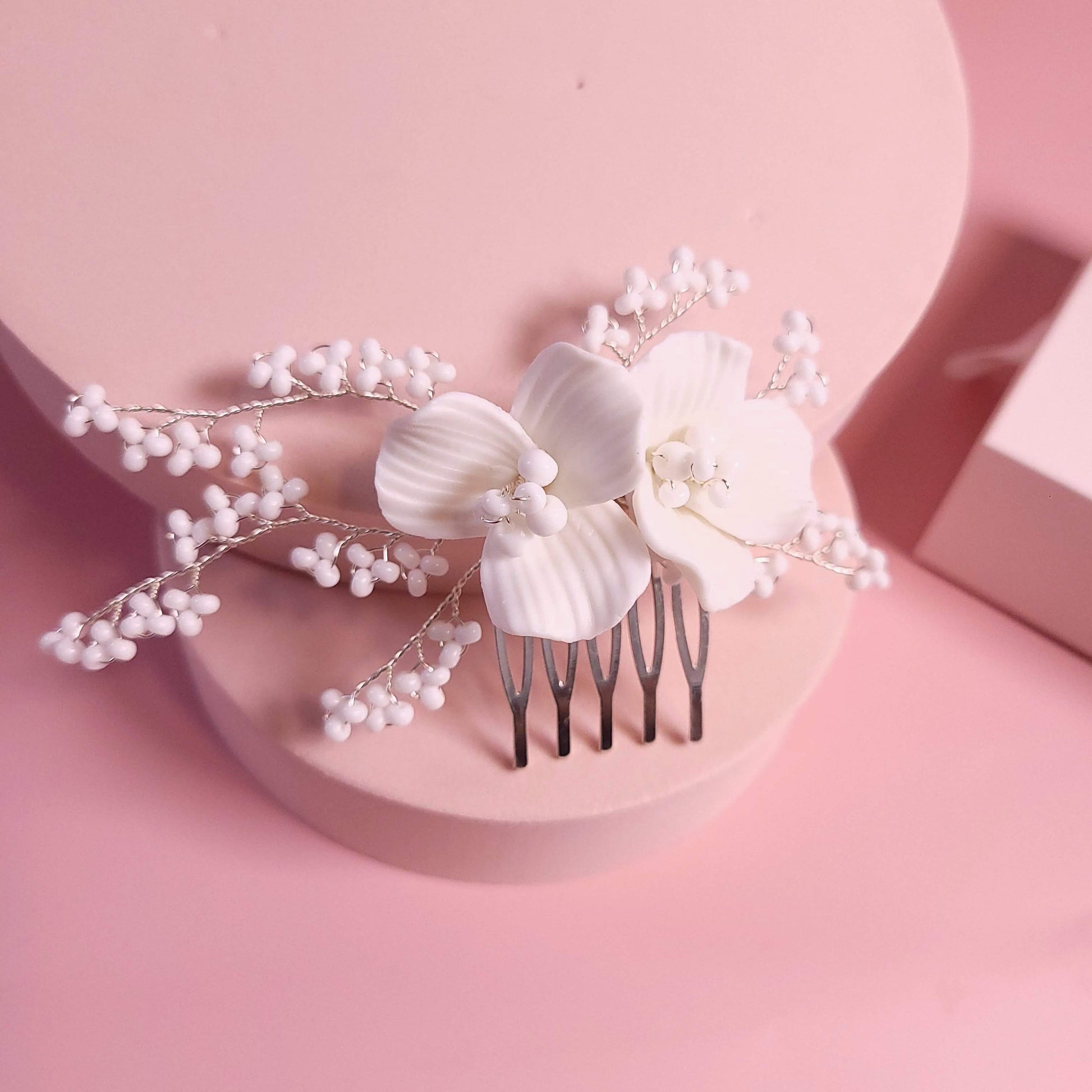 Wedding floral hair comb white floral comb wedding floral comb bridal hair accessories