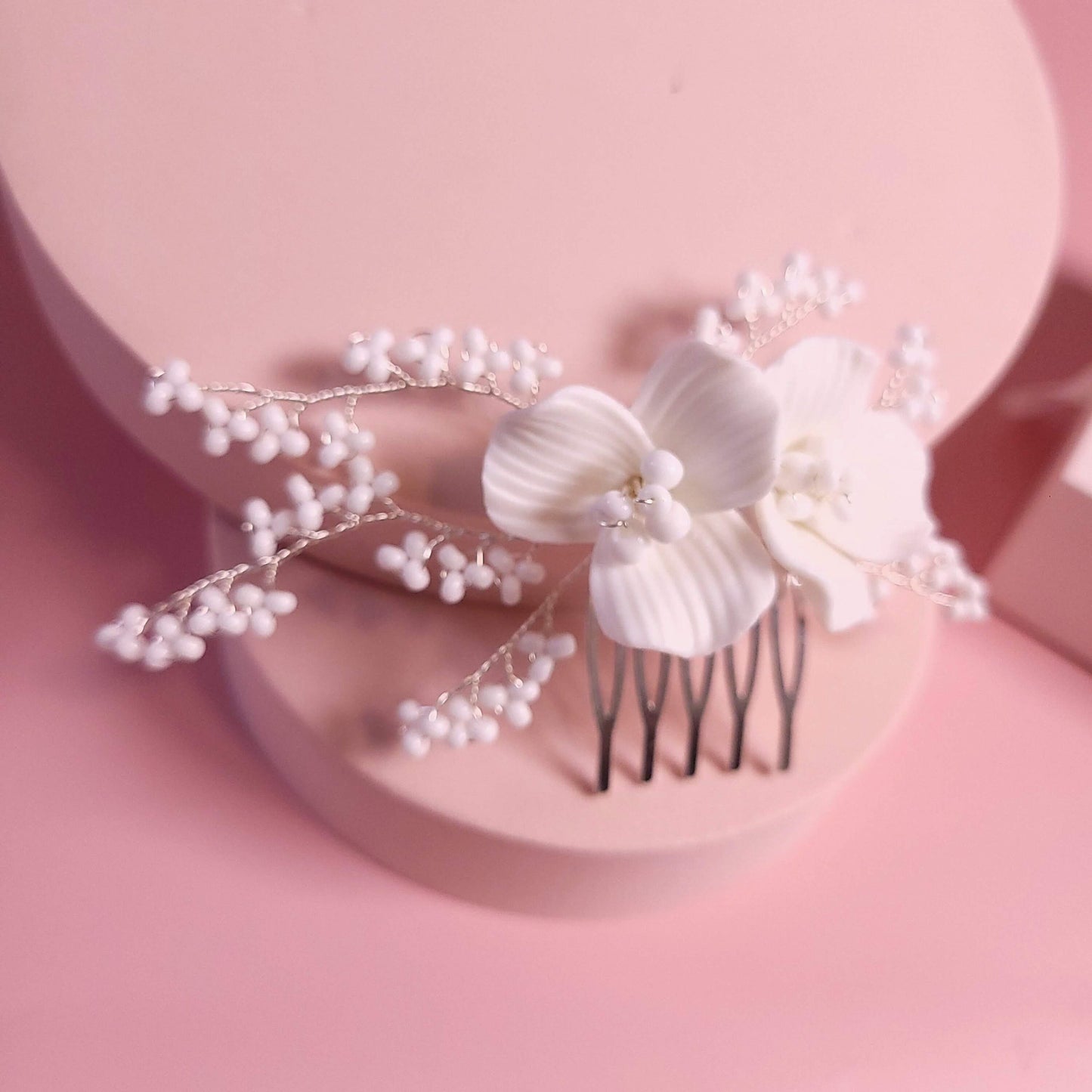 Wedding floral hair comb white floral comb wedding floral comb bridal hair accessories