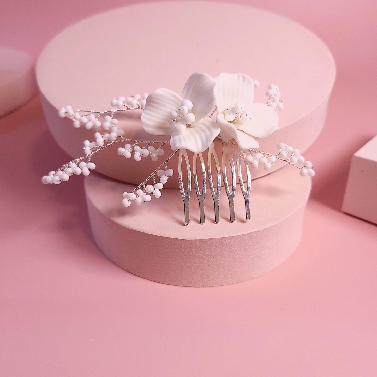 Wedding floral hair comb white floral comb wedding floral comb bridal hair accessories