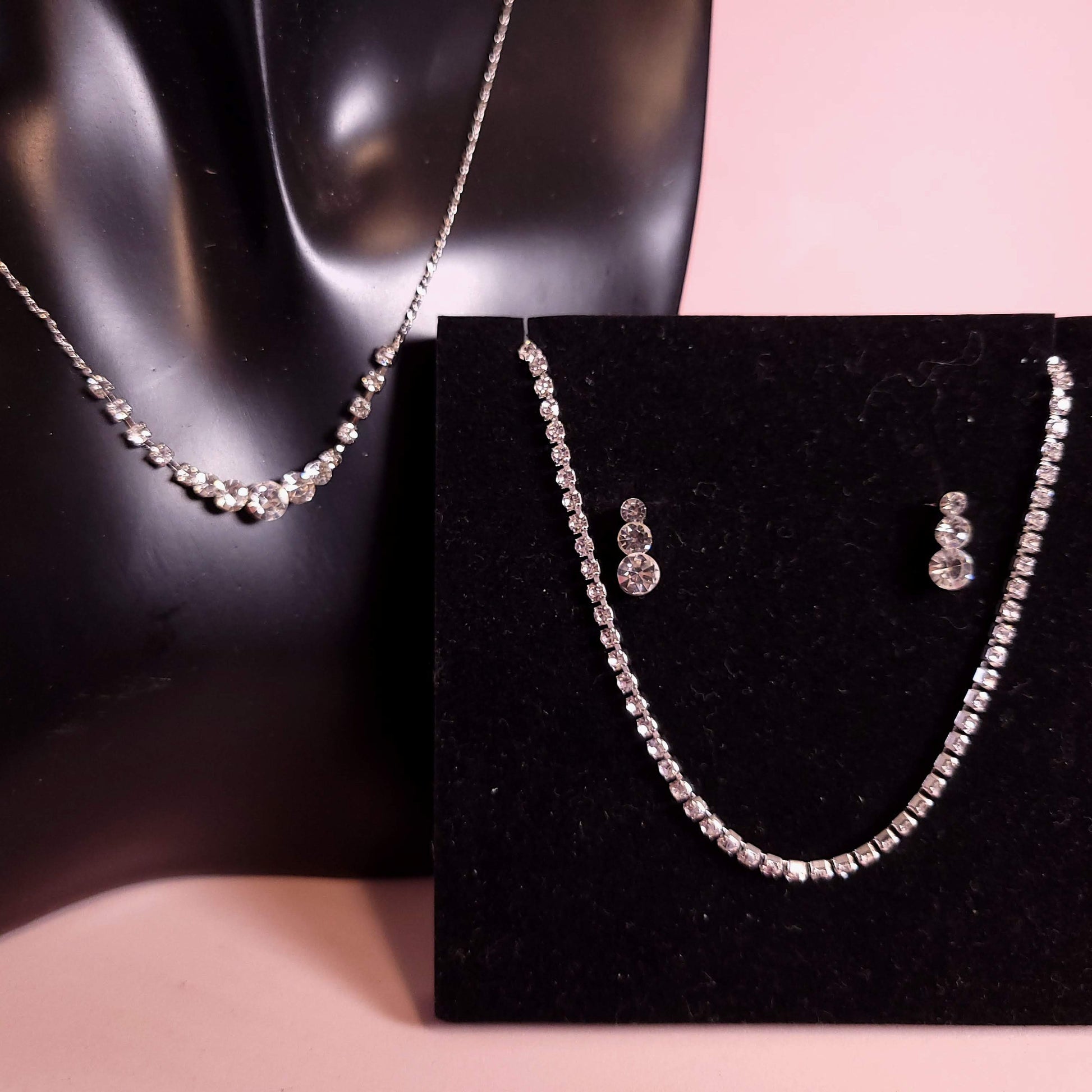 Prom necklace Affordable Bridal necklace set for prom silver bridal jewelry Crystal Wedding Jewelry SET for a Bride tennis necklace