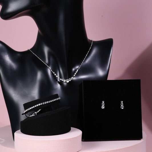 Prom necklace Affordable Bridal necklace set for prom silver bridal jewelry Crystal Wedding Jewelry SET for a Bride tennis necklace
