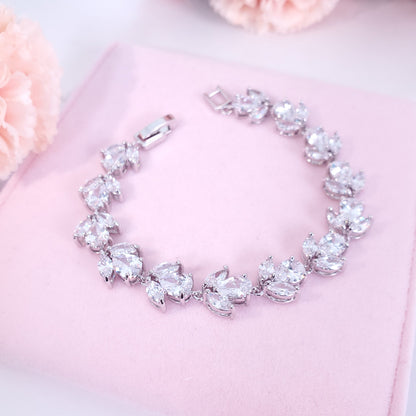 Zirconia Bridal Jewelry Set Wedding Necklace Earrings Bracelet Earrings Women Evening Cocktail Necklace Set for Brides Art Deco Jewelry