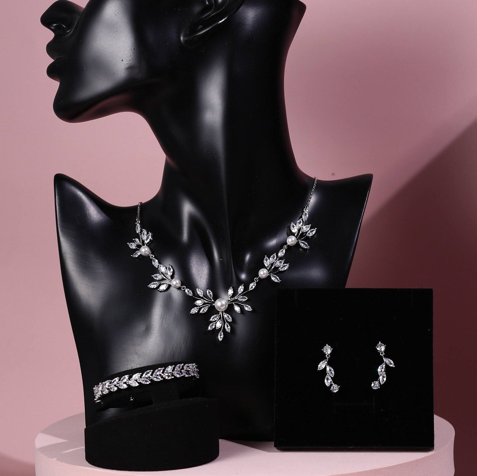 Wedding necklace set silver bridal jewelry bridal necklace crystal wedding jewelry wedding accessories bridal necklace set zirconia