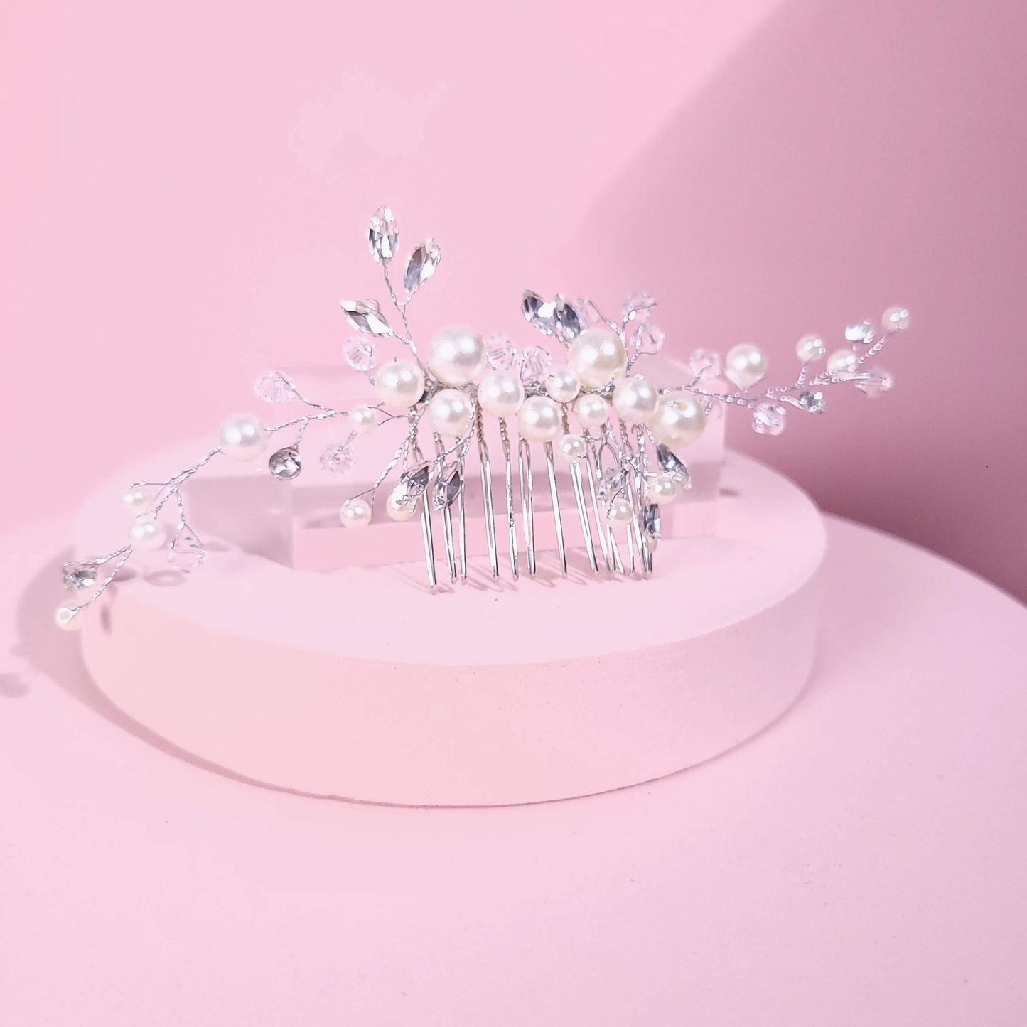 Rhinestone hair comb pearl comb Bridal hair accessories bridal hai comb wedding hair comb pearl comb, silver hair comb, wedding hair