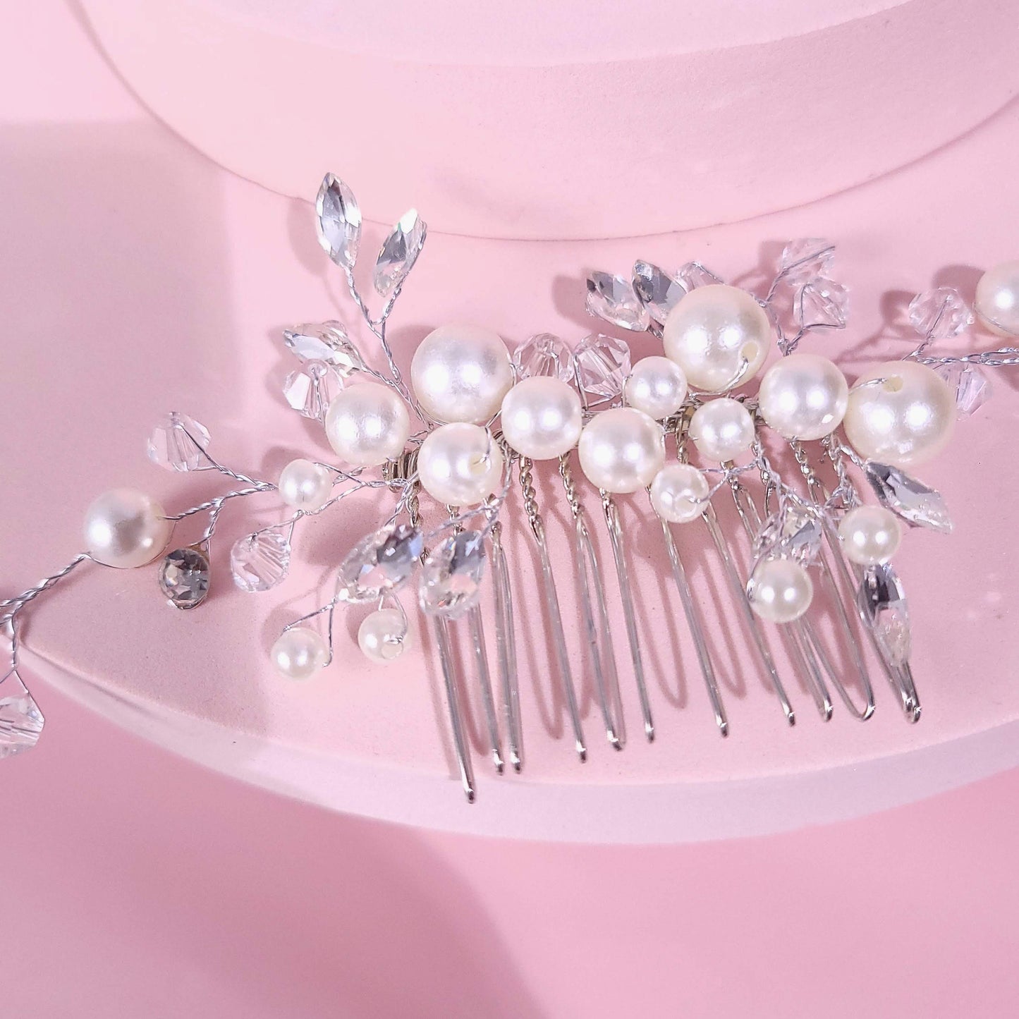 Rhinestone hair comb pearl comb Bridal hair accessories bridal hai comb wedding hair comb pearl comb, silver hair comb, wedding hair