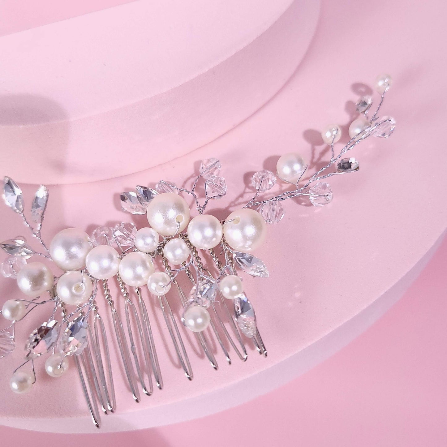 Rhinestone hair comb pearl comb Bridal hair accessories bridal hai comb wedding hair comb pearl comb, silver hair comb, wedding hair