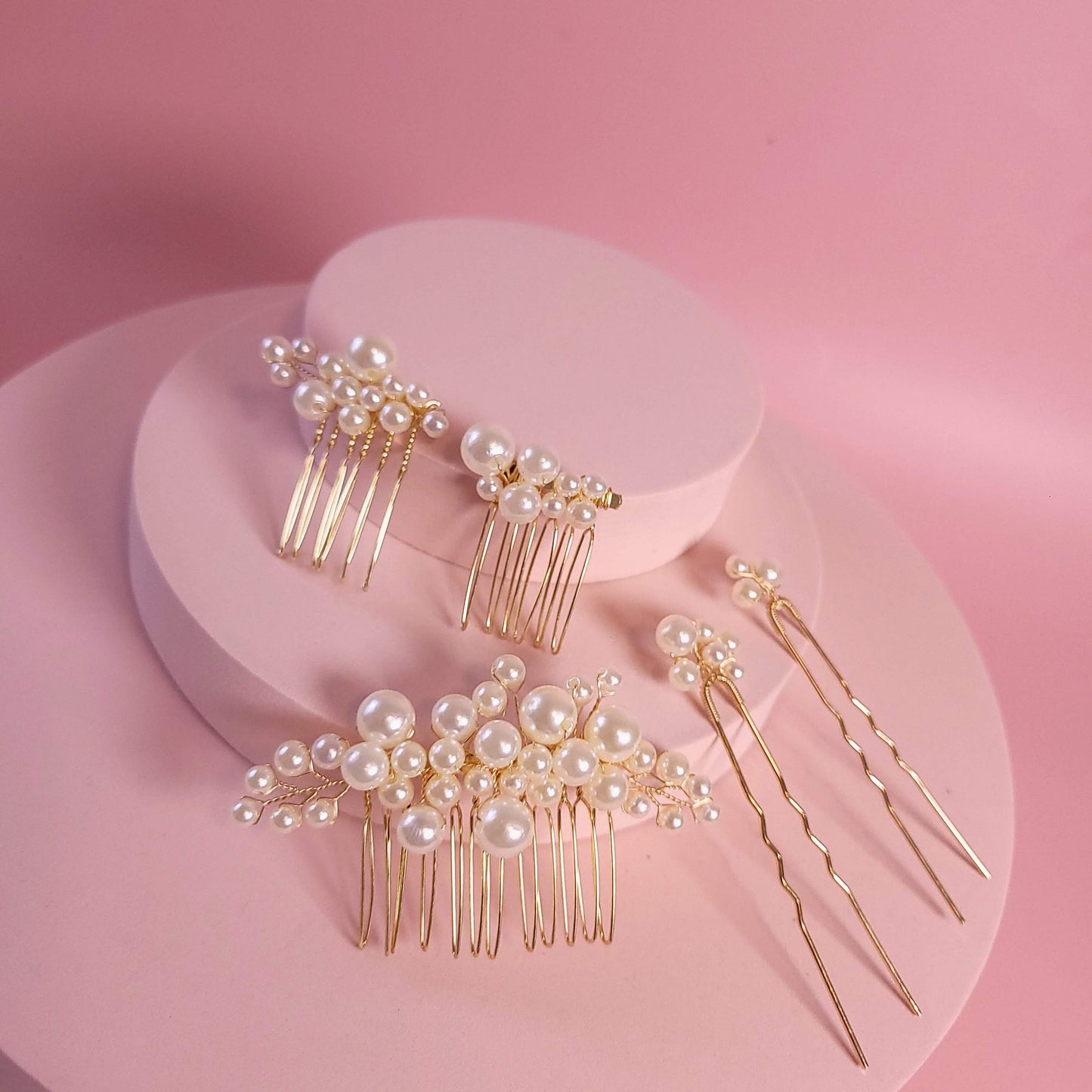 Pearl hair accessories bridal pearl comb wedding hair accessories pearl hair pins set