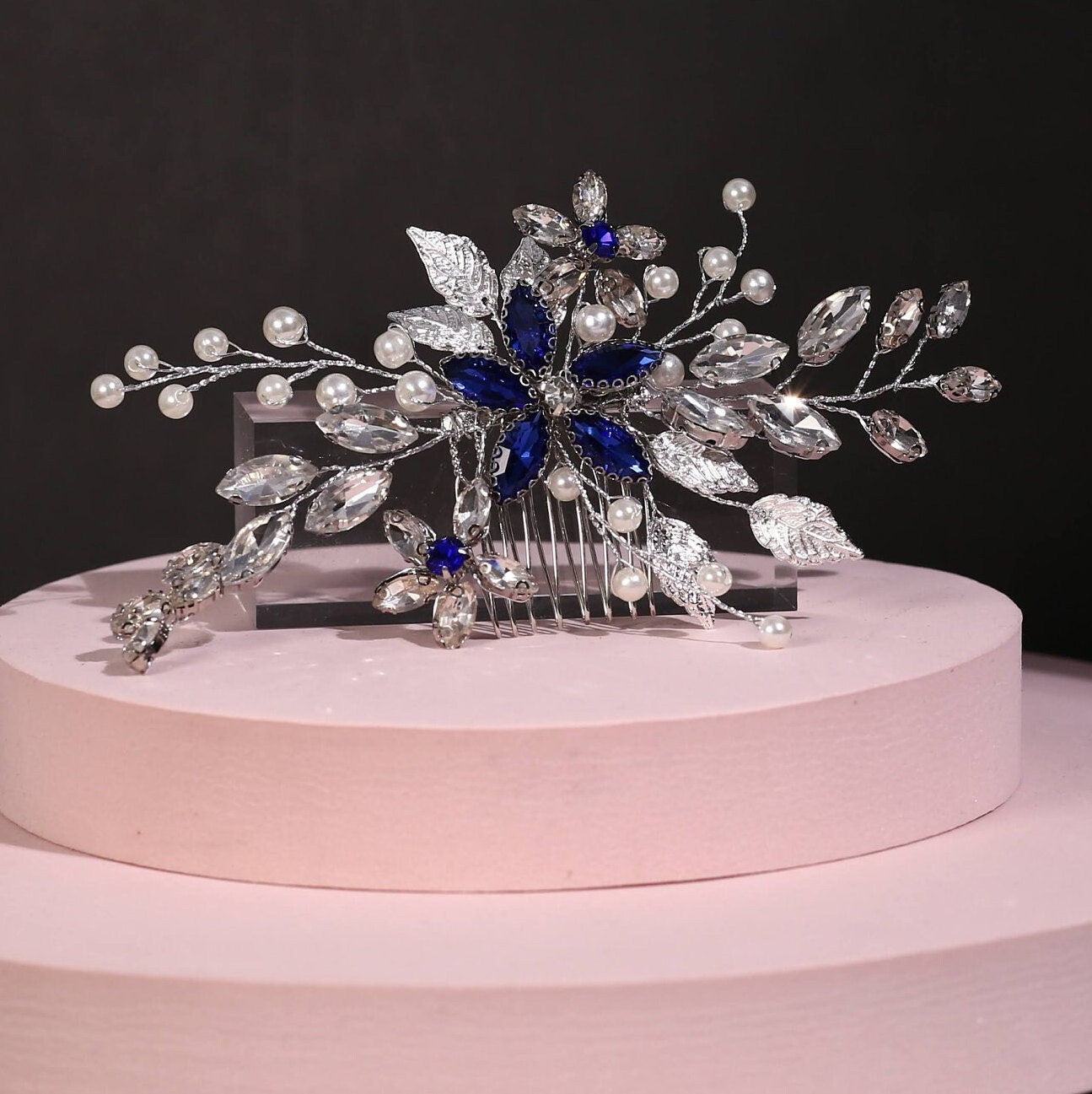 Blue bridal hair comb Something blue hair comb Sapphire blue Crystal hair comb Royal blue bridal hair comb wedding hair Accessories