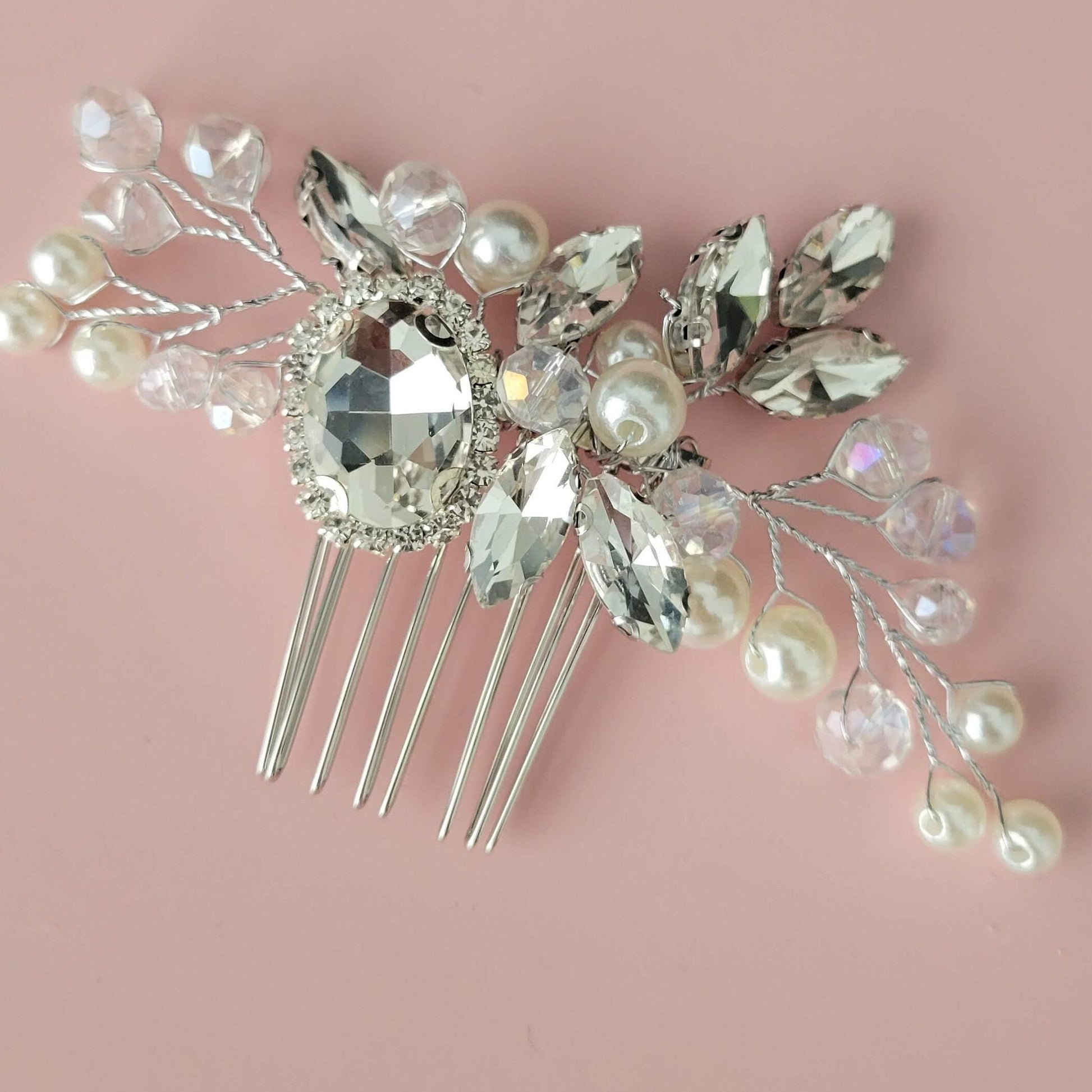 Bridal hair comb silver bride hair comb pearl wedding hair comb wedding hair accessories bridal hair pins