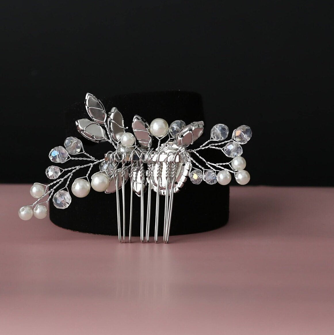 Bridal hair comb silver bride hair comb pearl wedding hair comb wedding hair accessories bridal hair pins