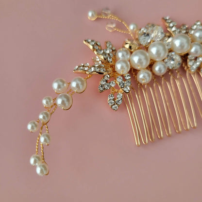 Bridal hair comb silver hair comb wedding hairpiece bridal headpiece small bridal hair accessory
