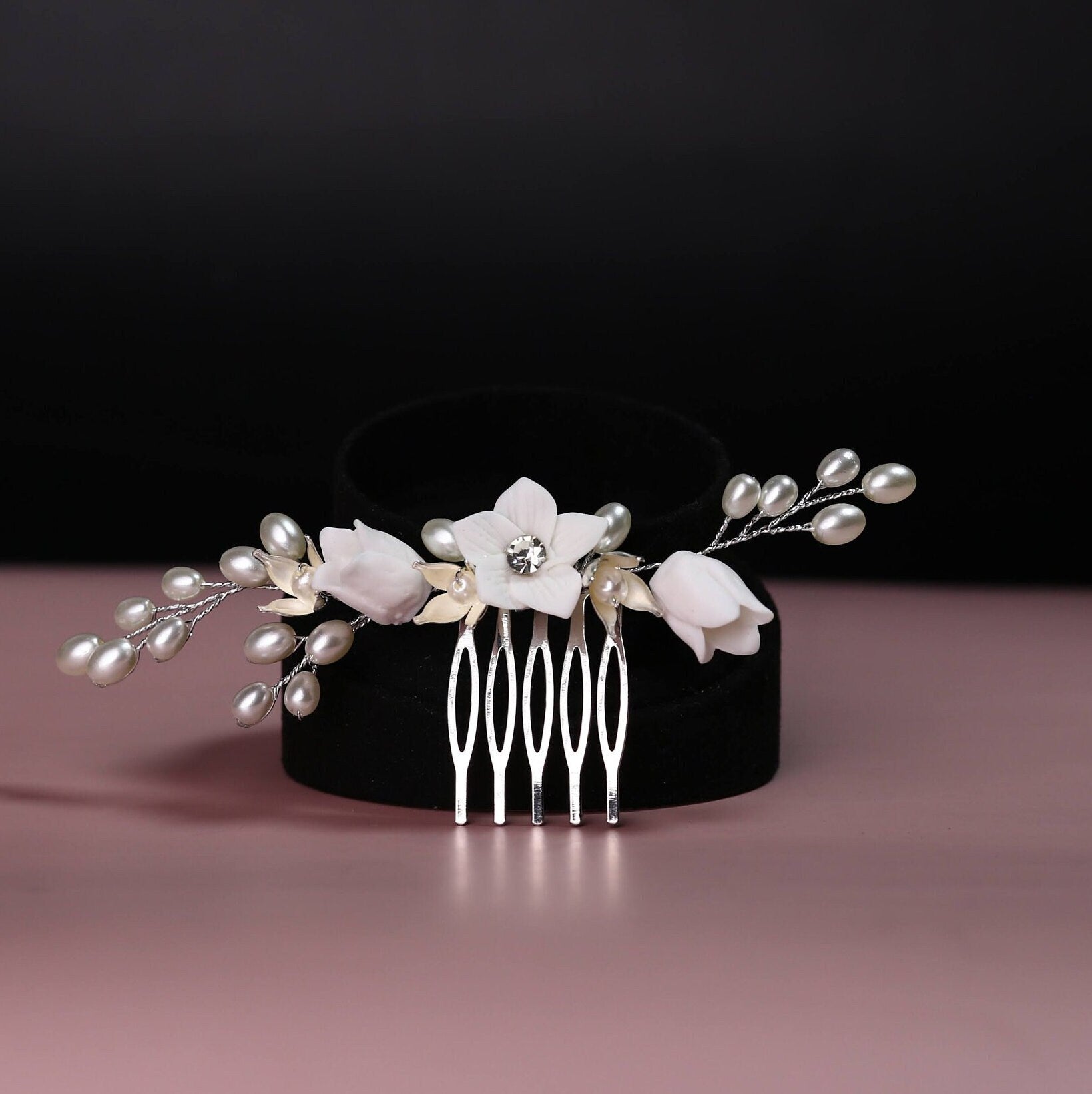 Floral comb small flower comb wedding comb hair accessories bridal hair accessory with flower