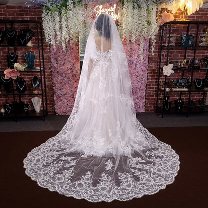 Long veil bridal veil Cathedral veil wedding veil lace wedding veil bridal veil affordable veil chapel wedding veil embroidery veil