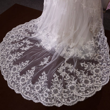 Long veil bridal veil Cathedral veil wedding veil lace wedding veil bridal veil affordable veil chapel wedding veil embroidery veil