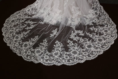 Long veil bridal veil Cathedral veil wedding veil lace wedding veil bridal veil affordable veil chapel wedding veil embroidery veil