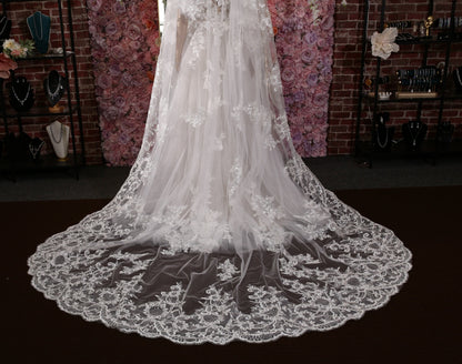 Long veil bridal veil Cathedral veil wedding veil lace wedding veil bridal veil affordable veil chapel wedding veil embroidery veil
