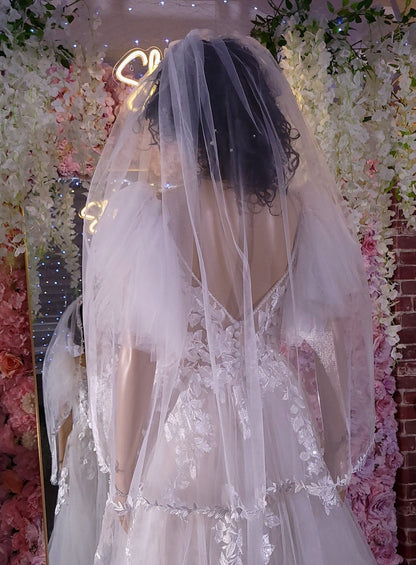 Veil with leaf border leaf vine edge Cathedral long veil Bridal veil white veil long cathedral veil wedding veil ivory veil