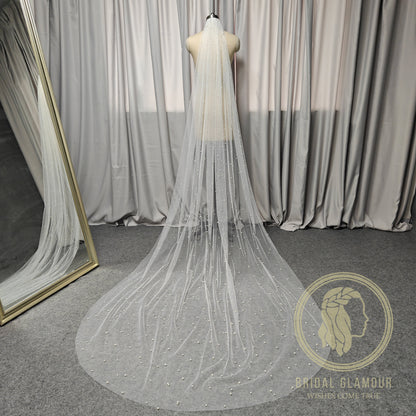 Pearl veil cathedral pearl wedding veil with pearls veil ivory pearl veil