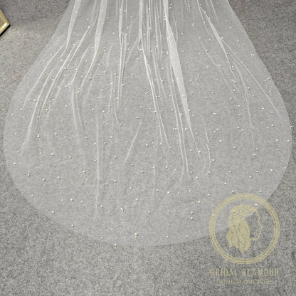 Pearl veil cathedral pearl wedding veil with pearls veil ivory pearl veil