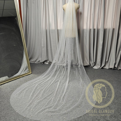 Pearl veil cathedral pearl wedding veil with pearls veil ivory pearl veil