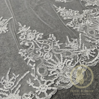 2 tier veil blusher veil 2 T Cathedral veil wedding veil lace wedding veil bridal veil affordable veil chapel wedding veil embroidery veil