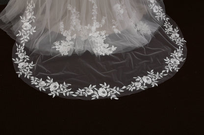 Ivory veil bridal veil soft tulle veil Wedding veil cathedral wedding veil with lace ivory wedding veil simple wedding veil bridal veil
