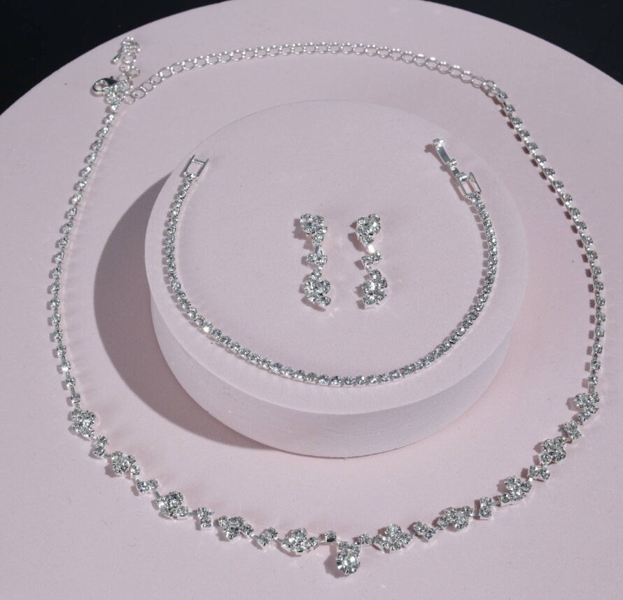 Crystal Necklace simple bridal Necklace Set prom necklace prom jewelry wedding jewelry set bridal necklace