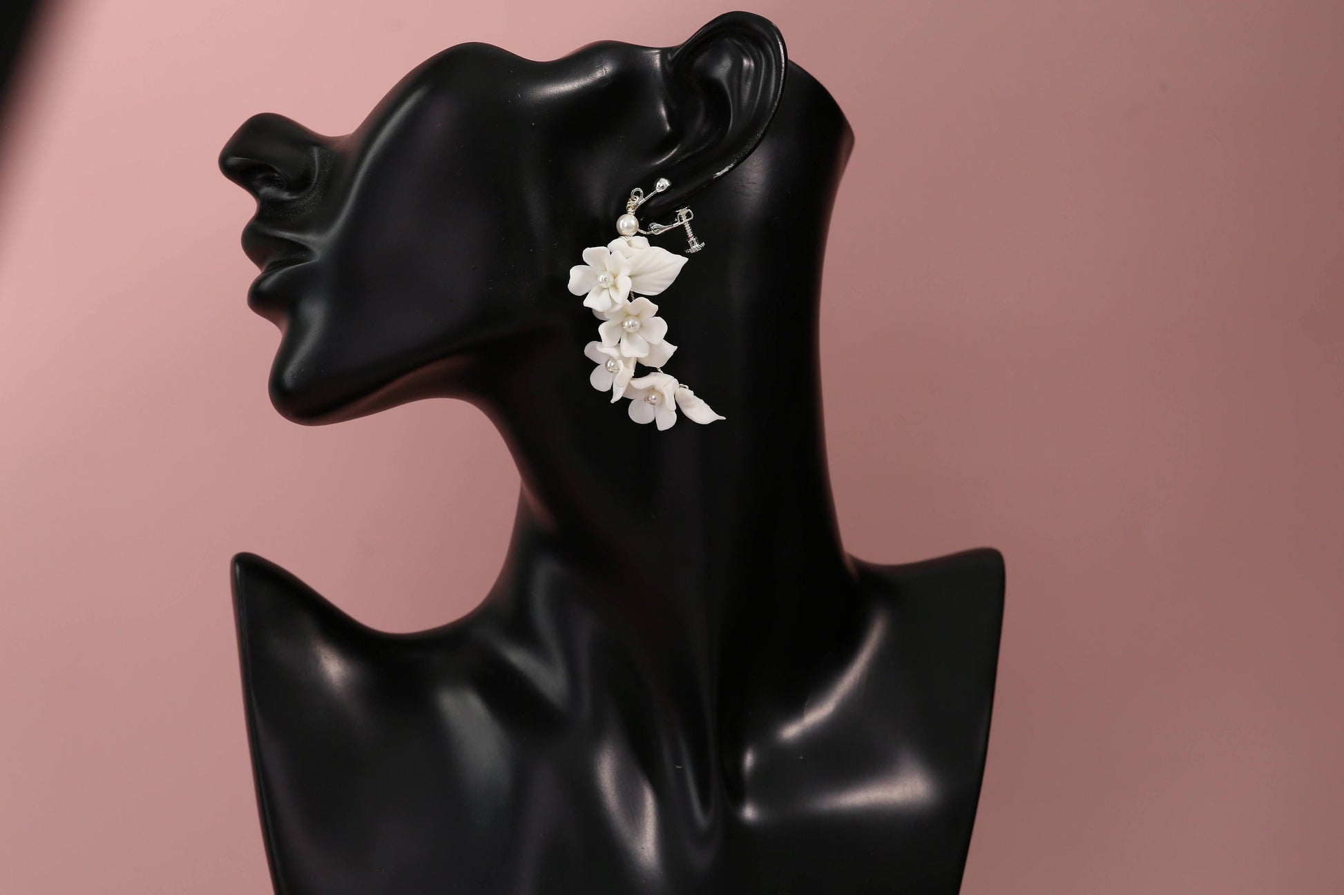 White flower earrings ceramic floral earrings white flower jewelry floral wedding earrings