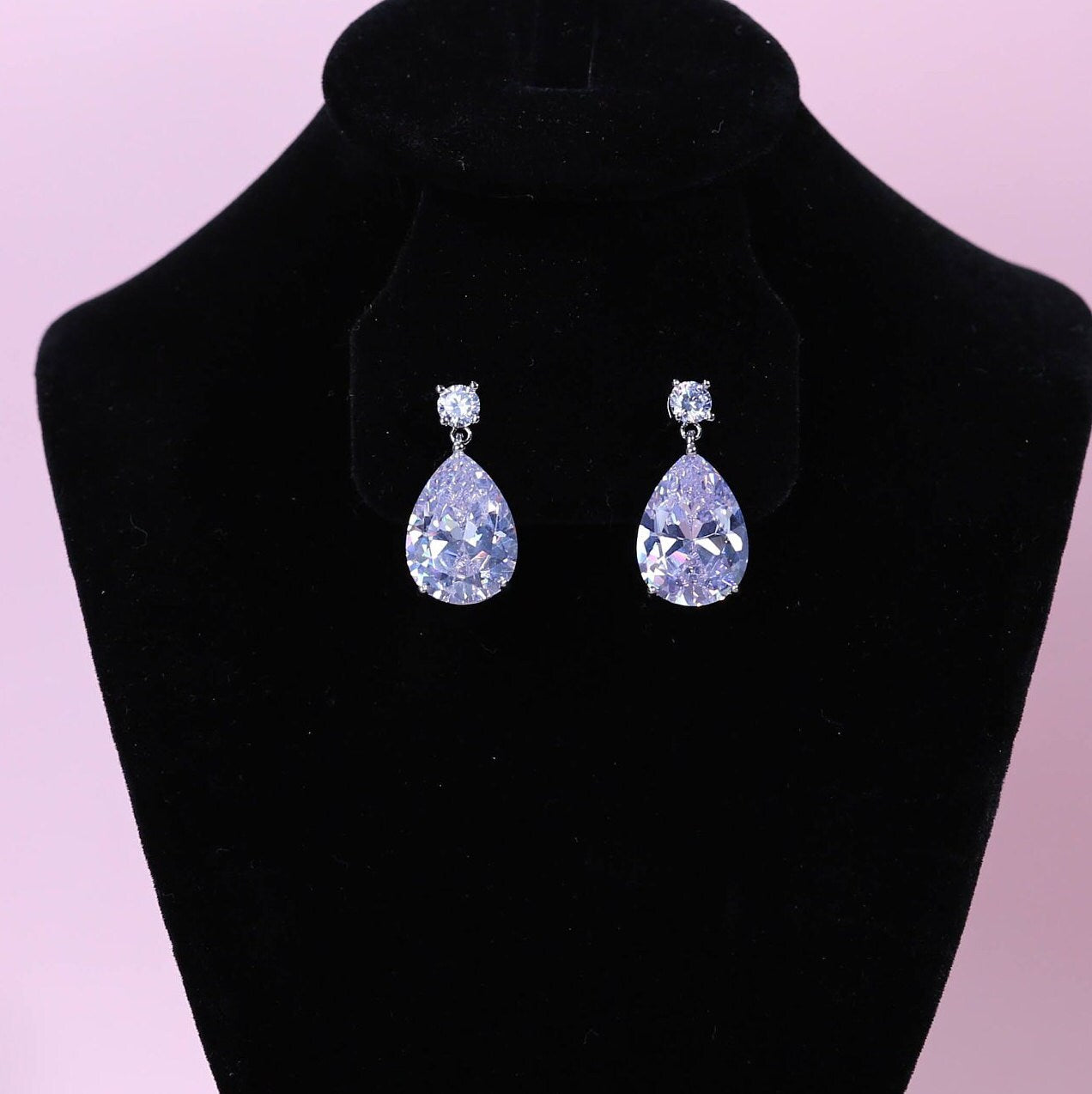 Cz diamond earrings diamond wedding earrings Earrings for brides crystal silver wedding earrings