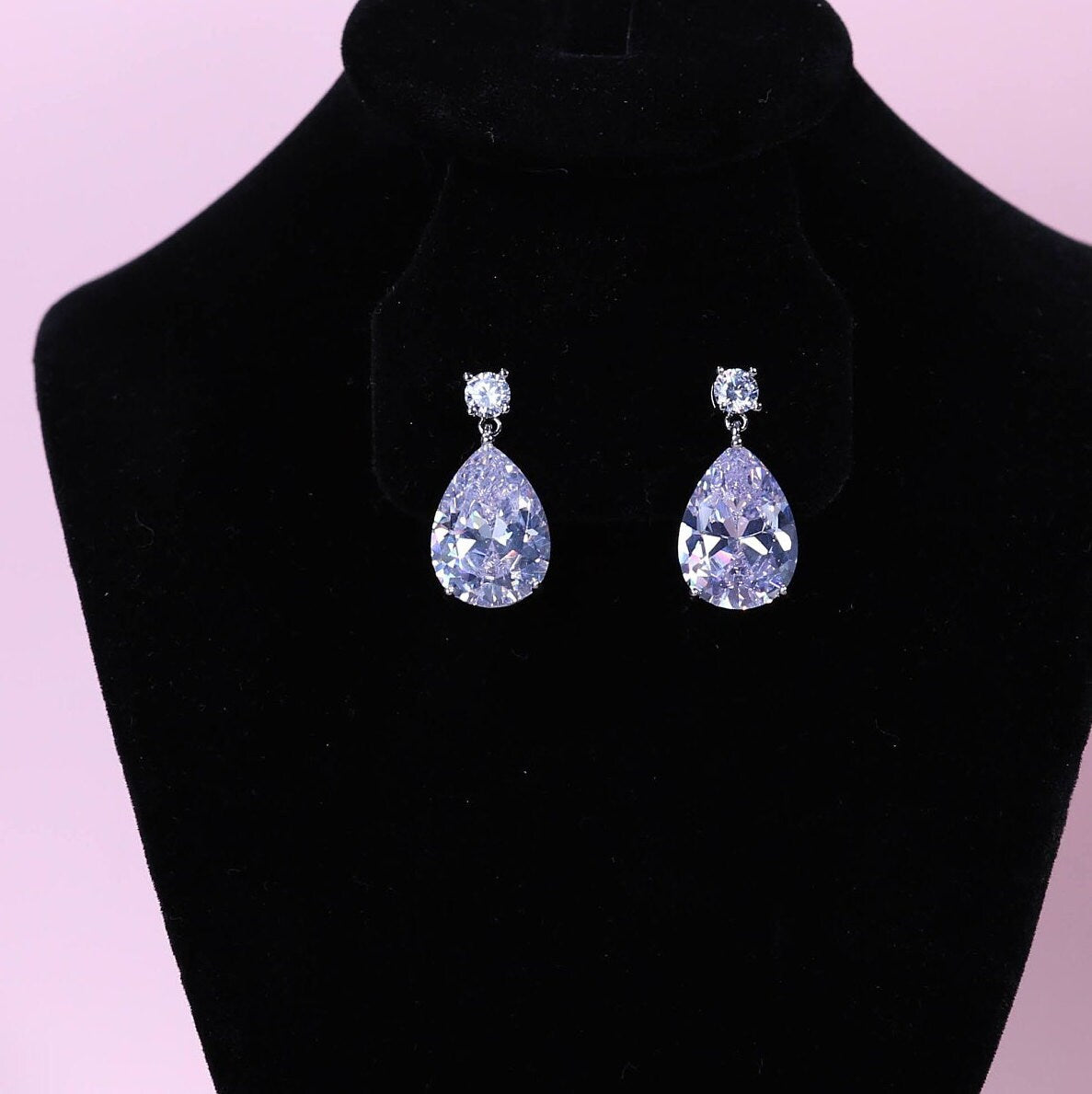 Cz diamond earrings diamond wedding earrings Earrings for brides crystal silver wedding earrings