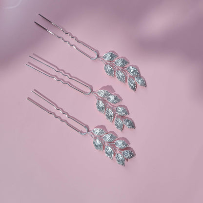 Bridal hair accessories leaves bridesmaids hair pin wedding hair pins silver hair accessories bridal silver wedding hair gold hair pin