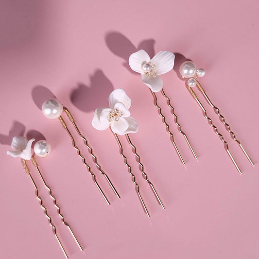 Bridal hairpin wedding pin,floral pins, pearl hairpins,bridesmaid hairpins,wedding hair accessories,bridesmaids gift,gold hairpins